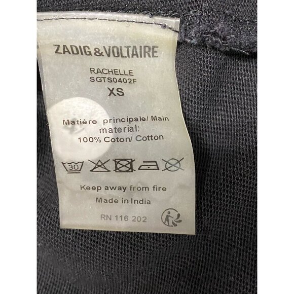 Zadig & Voltaire Sz XS Dress Mini Black 80s T-shirt retro Designer - Picture 6 of 7